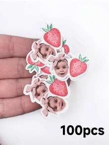 Custom Strawberry Photo Confetti, Personalized Party Straws, 1st Birthday Strawberry Patch Decor, Customizable Face Cupcake Toppers, Back To School - Multicolor - View 14
