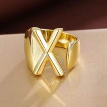 1pc Minimalist Plain Letter Design Adjustable Open Ring For Women - Multicolor - View 37