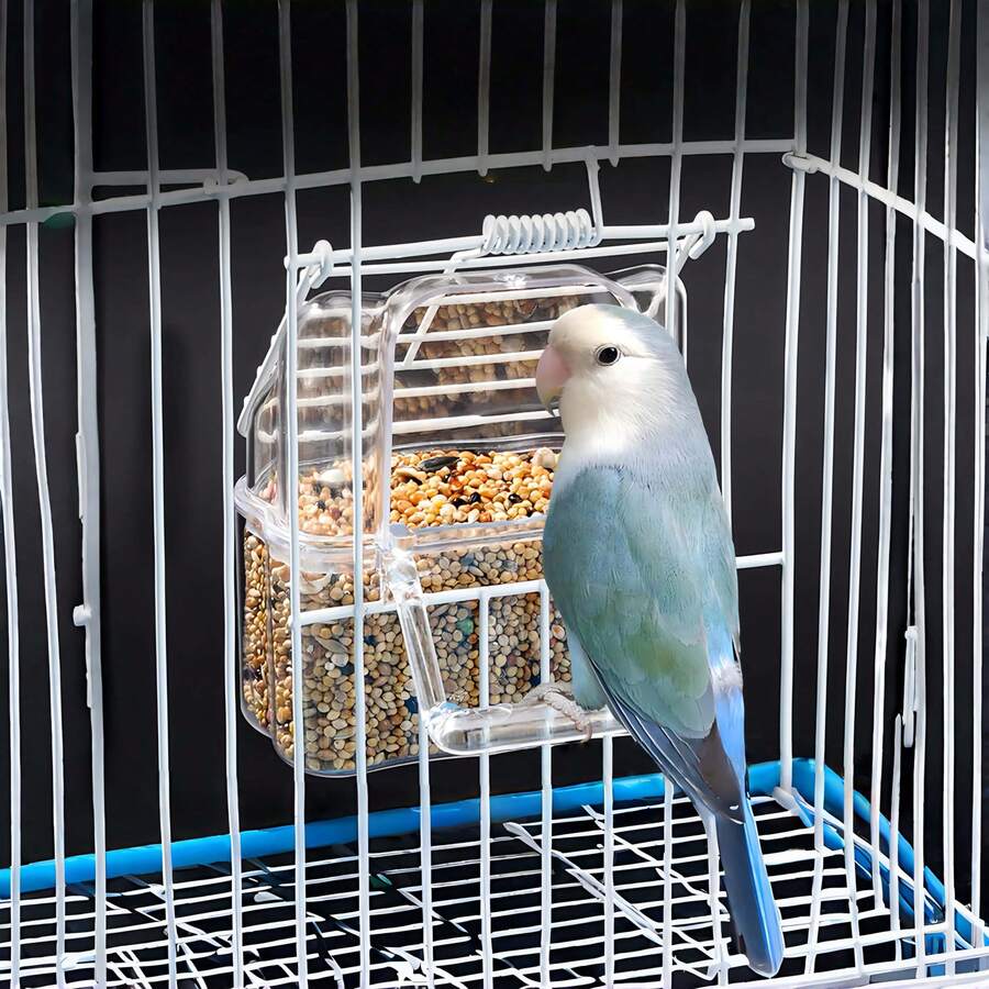 Acessório para gaiola de pássaros com porta de mola, comedouro suspenso, bebedouro para papagaio-tigre, alimentador para pássaros de estimação, acessórios para alimentação em gaiolas de pássaros. Observação: Adequado apenas para gaiolas com portas de mola.