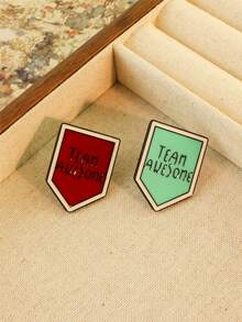 1pc New Arrival European And American Popular "TEAM AWESOME" Arrow Badge, Denim Jacket Accessory - Multicolor - View 3