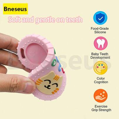 Bneseus 1 pieza Nuevo juguete de dentición para bebé 2026, juguete de dentición de silicona con diseño de gato de dibujos animados, adecuado para niños y niñas de 6 a 24 meses, regalo ideal para el Ramadán y el Eid al-Fitr