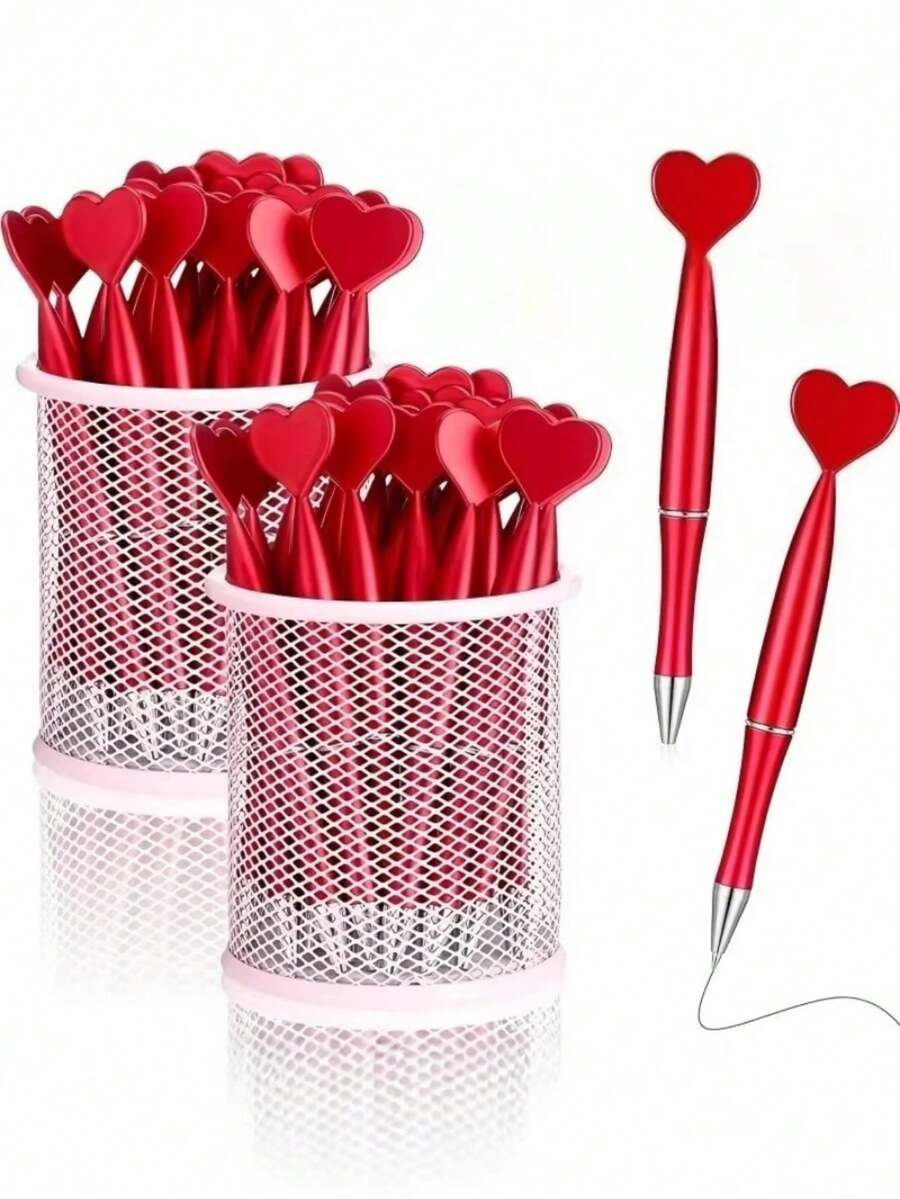 6/10Pcs Heart-Shaped Ballpoint Pen, 1.0mm Black Ink, Perfect As A Valentine's Day Gift Or Wedding Gift, Back To School, School Supplies, Office Supplies. - A - View 1