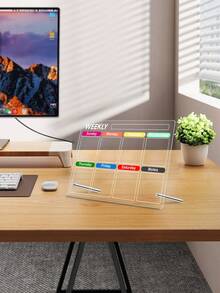 1 pieza Pizarra de planificador semanal y mensual de escritorio colorida (6 marcadores de pizarra blanca), calendario de pizarra seca de escritorio para notas y escritura - Planificador de escritorio - Ver 7