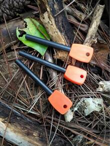 FOSTAR 3 PCS Tactical Ferro (Ferrocerium) Rods, Bushcraft Flint Fire Starter With Easy Grip Handle, 5/16 Inch Thick Waterproof Fire Steel Magnesium Camping Tool Kit - Quả cam_ - Xem 3