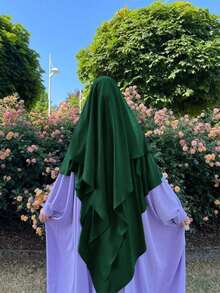 1pc Women's Elegant Solid Color Three-Layer Hooded Robe, Chador, Khimar, Jilbab, Breathable Sun Protection Headscarf, Suitable For Casual Outdoor Wear In All Seasons - Multicolor - View 32