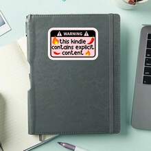 1 Stück Warnung Kindle Aufkleber, lustiger Buch Laptop Aufkleber, würziger Inhalt Vinyl, Buchliebhaber Geschenk, wasserdichter abziehbarer & klebender Wasserflaschen Aufkleber, langanhaltend süßer Kindle Becher Aufkleber, Warnung Notizbuch Aufkleber - S1836 - Übersicht 4