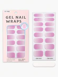 16片粉紫色渐变UV免胶美甲贴，闪亮奢华风格自粘全贴甲片，沙龙品质，女士DIY美甲用品凝胶美甲贴纸。 - 紫色 - 查看 6