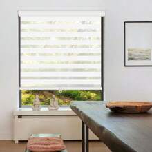 Cordless Zebra Blinds Roller Shades For WindowDual Layer Sheer Blinds Light Control With Valance Day Night Privacy Light Filtering Fabric, 18 W X 72 H, White - 18Wx72HWhitelightFil - View 8