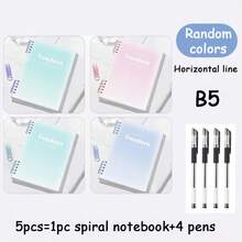 Bộ 5 món, gồm 1 sổ tay lò xo + 4 bút - Sổ tay rời nhiều màu sắc, khổ A5/B5, 60 trang, gáy lò xo có thể tháo rời, thích hợp cho trường học, văn phòng, làm nhật ký hoặc quà tặng ngày lễ. - 1 Set - Xem 15