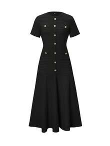 Áo nữ Unadoll cổ tròn tay ngắn phối túi giả và cúc trang trí, chất liệu vải thanh lịch, thích hợp cho các buổi hẹn hò, đi chơi, sinh nhật, tiệc tùng, du lịch, ngày Valentine và các dịp khác. Màu đen, thích hợp cho mùa hè. - màu đen - Xem 4