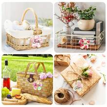10 piezas/20 piezas Piezas decorativas de madera con forma de flor con cuerdas, accesorios decorativos de flores de madera en blanco, decoraciones florales DIY, artículos decorativos de tiras de madera - Multicolor - Ver 5