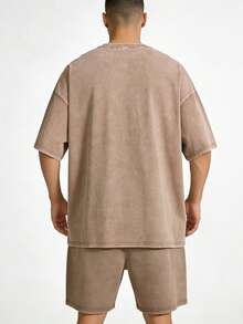 2026 Must-Have 260G Heavyweight Oversized Acid Wash Black Denim Shorts For Men, Comfy Baggy Fit With Elastic Waist & Adjustable Drawstring, Vintage Washed Summer Streetwear Shorts Ideal For Daily Casual, Skate Sessions And Weekend Hangouts - 摩卡棕 - 查看 6