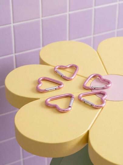Joivida 5pcs Heart-Shaped Spring Hook, Aluminum Alloy Carabiners For Men And Women, Use For Outdoor Climbing, Backpack And Daily Wear Car Accessories Cute Goth Y2k