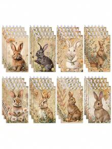 8pcs Happy Easter Party Animals Cartoon Brown Rabbit Daisy Flower Design Mini Notepads Spiral Memo Pad Pocket Notebooks For Birthday Party Supplies - Bunny Series (randomly Mixed) - View 1