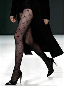 Quần tất phong cách Y2K - Thiết kế nơ jacquard tinh tế, màu tối lãng mạn, cao cấp, món đồ không thể thiếu. - màu đen - Xem 2