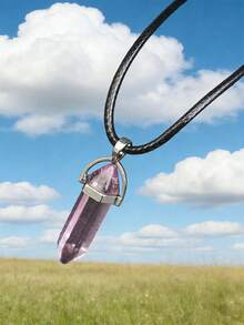 1 pieza Collar de cristal multicolor natural, collar de piedra preciosa hexagonal, collar colgante de chakra para hombres - columna hexagonal - Ver 18