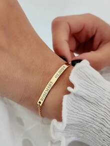 Personligt armband för 15-årsjubileum: Anpassat armband i rostfritt stål, guldfärgat, ungdomsarmband, anpassningsbar text, födelsedagspresent - form - Visa 4