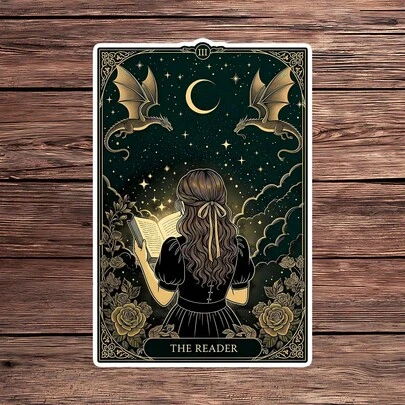 1 Adet Okuyucu Tarot Kartı Çıkartması, Fantastik Kitap Temalı Dizüstü Bilgisayar Çıkartması, Sevimli Sihirli Kitap Vinili, Okuyucu Hediyesi, Su Geçirmez Soyulabilir ve Yapıştırılabilir Su Şişesi Çıkartması, Gotik Tarot Bardak Çıkartması, Trend Kitap Temalı Defter Vinili, Kitap Severler İçin Mükemmel Hediye, Sevimli Ejderha Araba Çıkartması, Kolay Uygulanabilir Sevimli Dizüstü Bilgisayar Aksesuarı