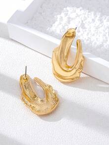 2 件装时尚简约不对称耳钉，百搭优雅设计，适合女性度假佩戴 - 金色款式26 - 查看 5