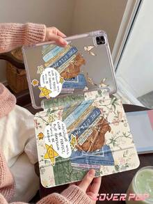 Cat Flower Collage Case Compatible With Air 4/5 10.9 Inch, 7/8/9th 10.2 Inch, (A16) 11 Inch 11th Generation 2025,Built-In Pencil Slot Compatible With Samsung Galaxy Tab A9 11 Inch, Tab A9 8.7 Inch, Cute Style Case, Back To School, Valentine's Day - Multicolor - View 3