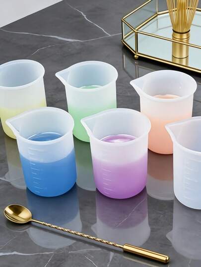 5pcs Silicone Liquid Measuring Cups, Multi-Functional Baking & Cooking Measurement Cups, Essential Kitchen Tools For Resin Crafting