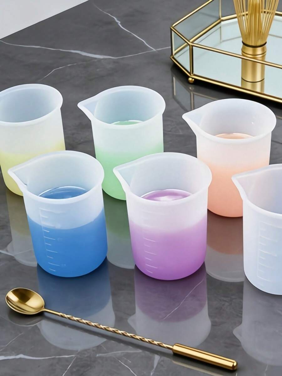 5pcs Silicone Liquid Measuring Cups, Multi-Functional Baking & Cooking Measurement Cups, Essential Kitchen Tools For Resin Crafting