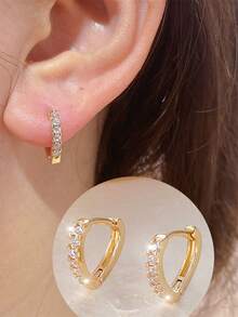 1 Pair Elegant Teardrop Earrings With Full Rhinestones, Versatile Daily Wear Earrings - Earrings - View 4