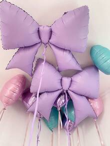 10pcs Large Bow Balloon Decoration Set, Purple Bow Foil Balloons 18 Inch Heart Balloons Suitable For Birthday Party, Anniversary, Event, Bridal Shower Decor - Multicolor - View 2