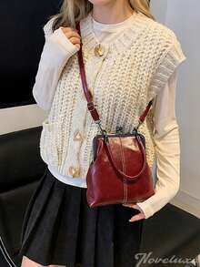Elegant Commuter Crossbody Bag With Quick Access Buckle Design Textured Faux Leather Crossbody Bag For Working Professionals Versatile Handbag Perfect For Travel And Casual Wear Purses And Bags Women Tote Bag Summer Crossbody Bags For Women Beach Bag Shoulder Bag Y2k Beach Accessories For Women - 彩色 - 查看 2