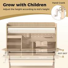 Kids Study Desk W/Tilt Desktop Retractable Book Stand & Pegboard Pen Holder - Yellow - View 7