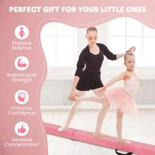COSTWAY 270CM Folding Balance Beam With Solid Wood Base And Anti-Slip Bottom, Pink - Pink - View 10