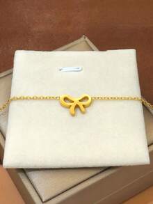 Conjunto de collar, pulsera y pendientes con colgante de lazo hueco, joyería elegante como regalo para mujeres, adecuado para aniversario, cita, cumpleaños, Día de San Valentín, Día de la Madre, regreso a clases, ceremonia de graduación y fiesta - Multicolor - Ver 4