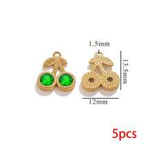 5件套304不锈钢吊坠套装，迷你水果樱桃造型，PVD镀金金属，可用于DIY耳环、项链、手链等饰品制作，批发 - 彩色 - 查看 12