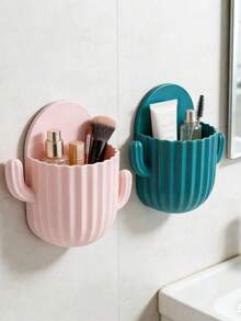 1pc Wall Mounted Storage Box, Bathroom Organizer, Bedside Storage Holder, Chopsticks Rack - Multicolor - View 6