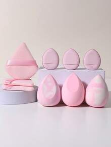 9件套化妆工具套装，包括：3个化妆海绵+3个迷你气垫粉扑+3个迷你气垫粉扑 - 彩色 - 查看 9