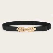 Women's Casual Leaf Buckle Elastic Waist Belt, Versatile For Dresses, Elegant Waist Cincher - Multicolor - View 3