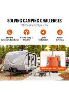 Trailer Jack Block, 2000 Lbs Capacity Per RV Leveling Block, High-Quality Polypropylene RV Camper Stabilizer Blocks, RV Travel Accessories Use For Any Tongue Jack, Post, Foot, 5th Wheels, 2-Pack - Orange - View 2