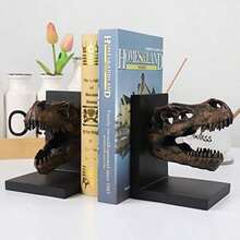 Tyrannosaurus Rex T-Rex - Sujetalibros decorativos para libros estantería de resina decorativa para el hogar pesos de papel extremos de libros soportes para sujetalibros tapón de libros decoración de escritorio-B031 - Negro1 - Ver 8