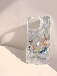 1pc Customized Letter, Ink Painting Koi Fish Pattern Glitter Shiny Waterproof Shockproof Protective Phone Case Compatible With Apple 17 Pro Max/16 Pro Max/15 Pro/14 Plus/13 Pro/12 Pro Max/11/Xs Max/8/7 Phone Accessories, Transparent IMD Soft Glossy Smooth Phone Case - Multicolor - View 3