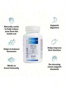 CLEARSTEM-MINDBODYSKIN Hormonal Acne Supplement With 5-HTP & DIM, Natural Skin Care Vitamins, Hormone Balance & Antioxidant Support, Bioavailable Vitamin A & Collagen, 90 Vegan Gluten-Cruelty-Capsules (30 Servings)-HHYD--HHYD - 1 - Xem 6