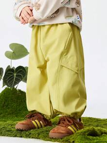 mini bala Kids Straight-Leg Pants, Structured Fit, Water-Resistant, Non-Binding Waist, Comfortable Spring Pants 2026 - Yellow Green - View 2