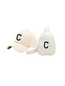 2Pcs Black Baseball Cap And Bag With Letter Decor For 3-8 Years Old Boys/Girls, Classic Children Snapback Hat For Spring & Summer Daily Casual Wear - Beige - View 4