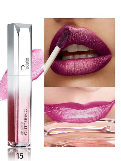 Pudaier Valentine's Day Gift Metallic Liquid Lip Gloss Waterproof Long-Lasting Transfer-Proof Smooth Matte Finish Suitable For All Skin Tones