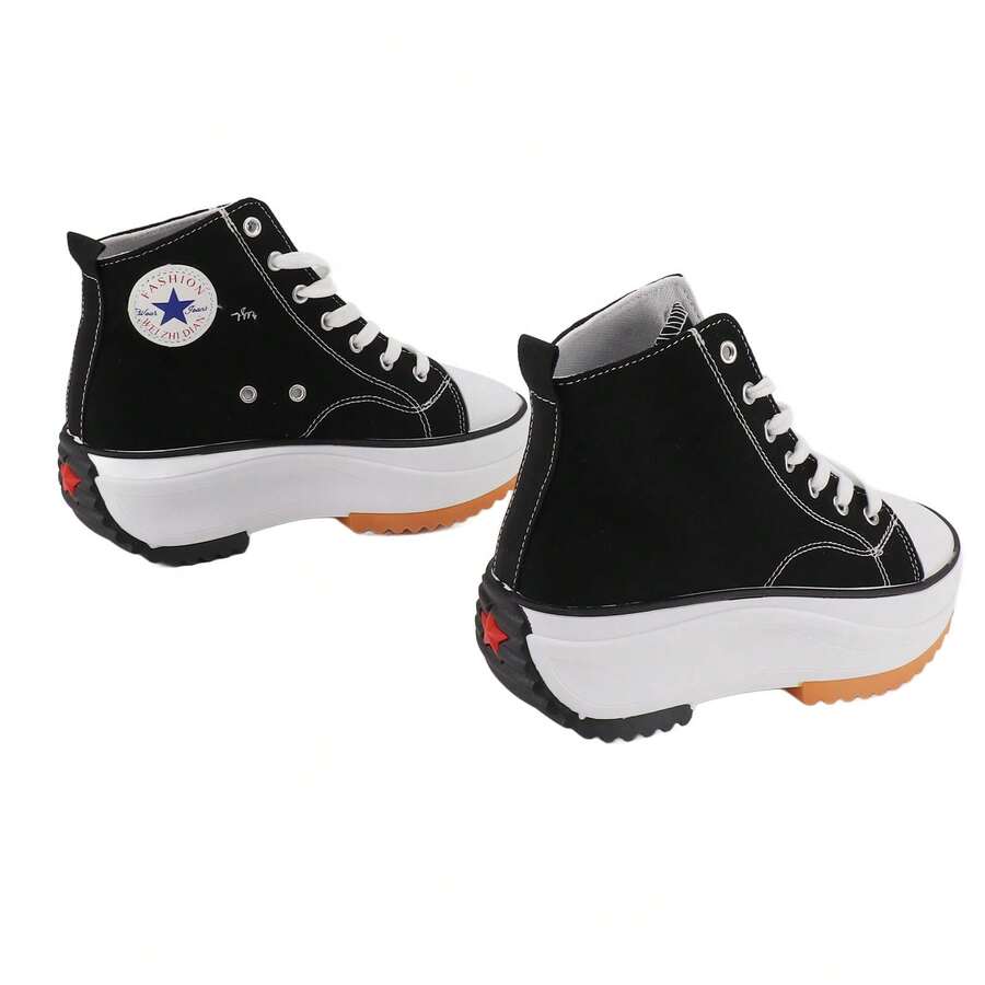 Women High Top Canvas Shoes Casual Fashion Anti Slip Thick Sole Shoes for Work Daily Life - A - Ver 1