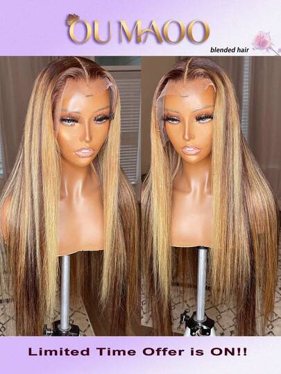 直发假发，真人混纺发丝，13x6、13x4、5x5蕾丝前假发，真人混纺发丝，预先拔毛，200密度高清蕾丝前假发，真人混纺发丝，女士无胶假发，真人混纺发丝，自然黑，28英寸