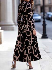 All Over Print    Elegant  Casual    Belted    Formal & Evening  Daily - màu đen - Xem 3