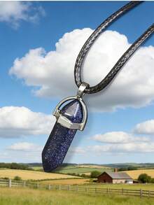 1 pieza Collar de cristal multicolor natural, collar de piedra preciosa hexagonal, collar colgante de chakra para hombres - columna hexagonal - Ver 14