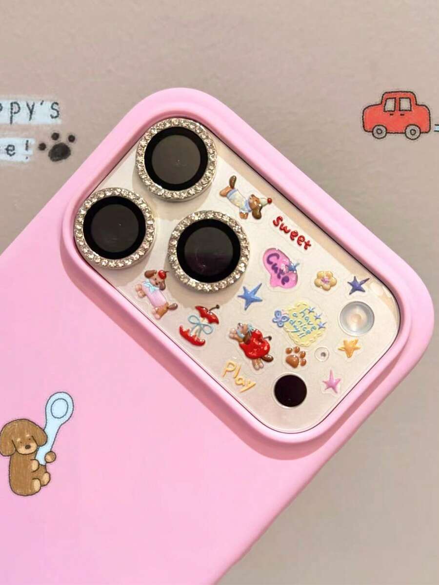 1片INS创意DIY镜头保护膜钢化玻璃贴膜，兼容 11 Pro Max/12 Pro Max/13 Pro Max/14 Pro Max/15 Pro Max/16 Pro Max/17 Pro Max手机镜头膜 - 彩色 - 查看 1