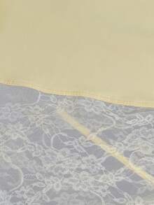 Women's Sexy Casual Yellow Lace Sheer Floral Romantic Sleeveless Tie-Front Bodysuit, Summer - Yellow - View 6