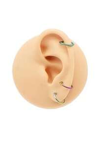 1pc Minimalist 316L Stainless Steel D-Shape Nose Ring Earring, Unisex Body Piercing Jewelry Clip Closure, Suitable For Daily Wear - Multicolor - View 8